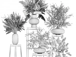 collection of bouquets of dried flowers 216 3D Model