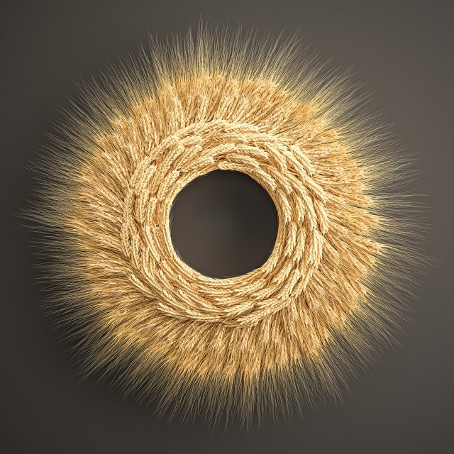 wheat ears wall wreath 217 3D Модель .c4d .max .obj .3ds .fbx .stl .blend 