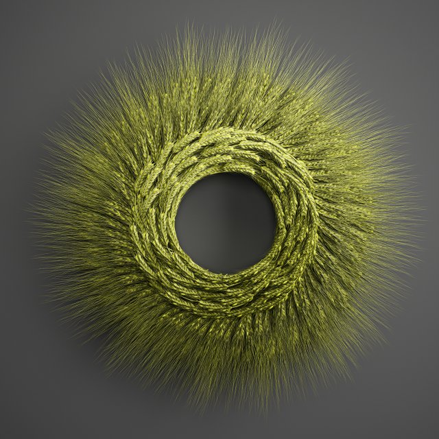 wheat ears wall wreath 218 3D Model .c4d .max .obj .3ds .fbx .stl .blend 