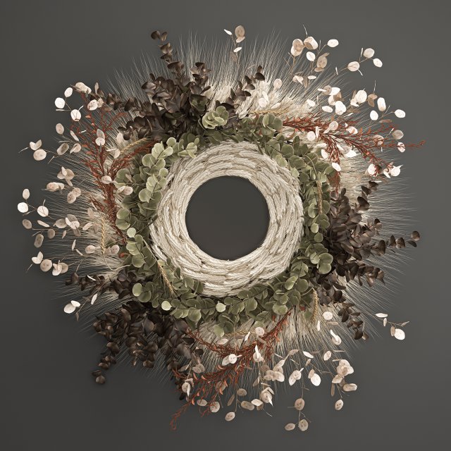 wall wreath of dried flowers 220 Modelo 3D .c4d .max .obj .3ds .fbx .stl .blend 
