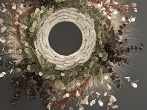 wall wreath of dried flowers 220 Modelo 3D