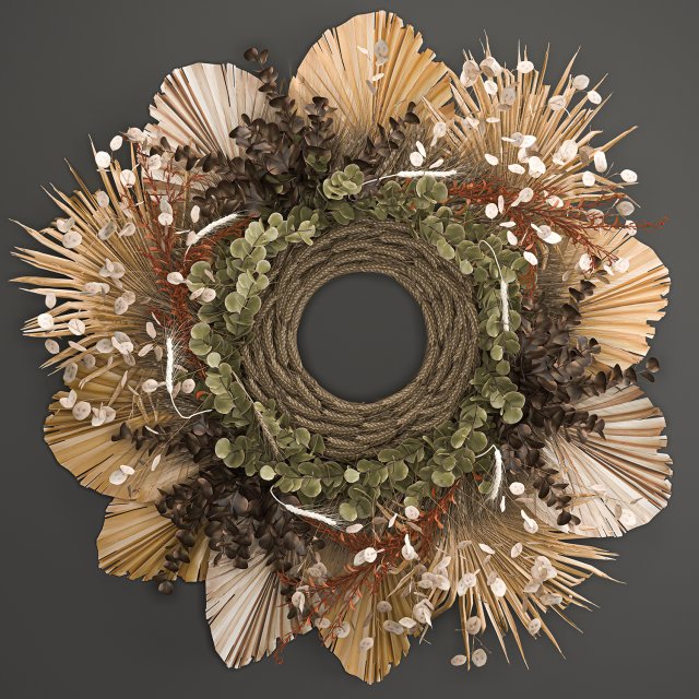 wall wreath of dried flowers 221 Modelo 3D .c4d .max .obj .3ds .fbx .stl .blend 