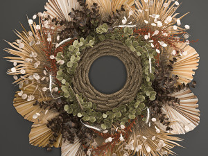 wall wreath of dried flowers 221 3D Model