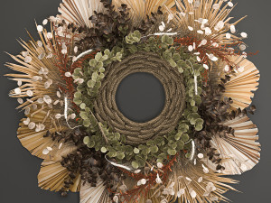 wall wreath of dried flowers 221 3D-Modell