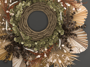 wall wreath of dried flowers 221 Modelo 3D