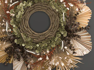 wall wreath of dried flowers 221 3D Model