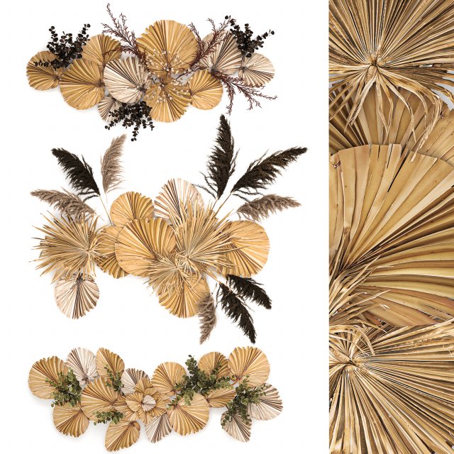 wall panel made of dry palm leaves 222 3D Модель .c4d .max .obj .3ds .fbx .stl .blend 