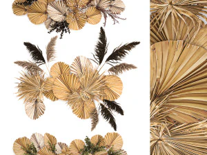 panneau mural en feuilles de palmier s&egrave;ches 222 Modèle 3D