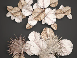 wall panel made of dry palm leaves 224 3D Model