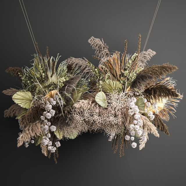 hanging decor of their dried pampas grass 232 3D Model .c4d .max .obj .3ds .fbx .stl .blend 