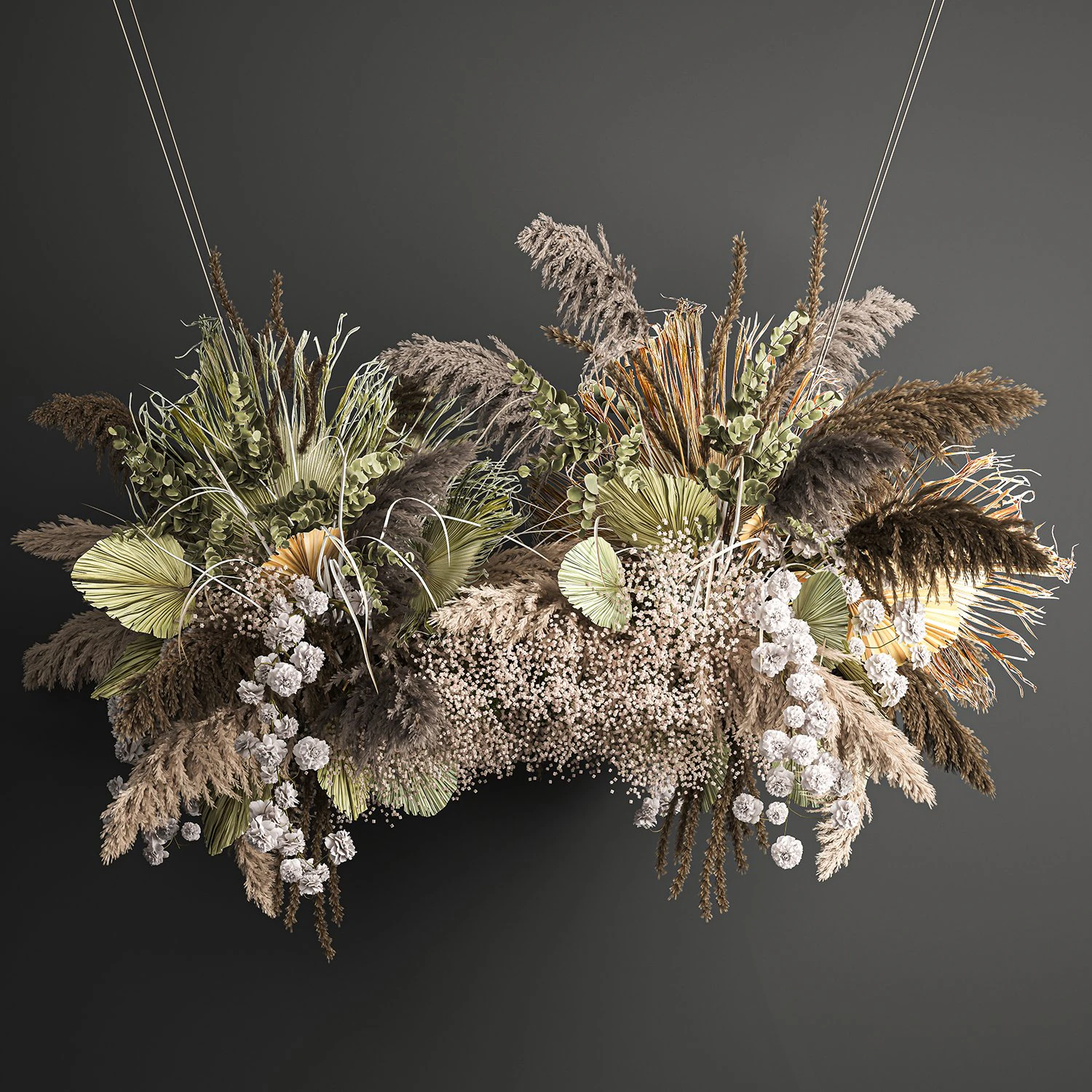 hanging decor of their dried pampas grass 232 3D Model .c4d .max .obj .3ds .fbx .stl .blend 