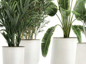 plants in a metal flowerpot for the interior 1083 3D 模型