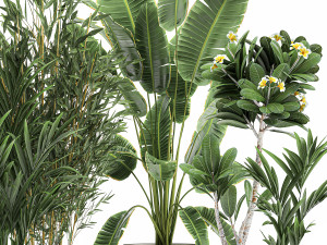 plants in a metal flowerpot for the interior 1083 3D 模型