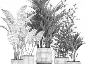 plants in a metal flowerpot for the interior 1087 3Dモデル