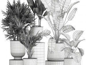 plants in a metal flowerpot for the interior 1088 Model 3D