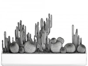 cactus set in a concrete flowerpot for the interior 1097 3D Model