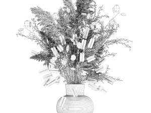 luxury bouquet of reeds pampas grass and dried flowers 234 3Dモデル