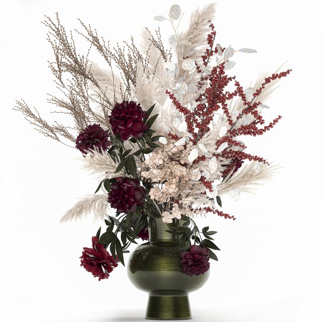 luxury bouquet of reeds pampas grass and dried flowers 235 3D Model .c4d .max .obj .3ds .fbx .stl .blend 