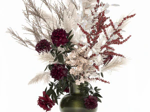 buqu&ecirc; luxuoso de junco, grama dos pampas e flores secas 235 Modelo 3D