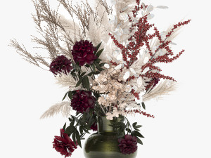 luxury bouquet of reeds pampas grass and dried flowers 235 3D Model