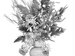 luxury bouquet of reeds pampas grass and dried flowers 235 3D Model