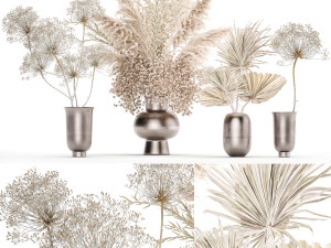 bouquet of dried white flowers in a glass vase 155 3D Model in Flowers  3DExport