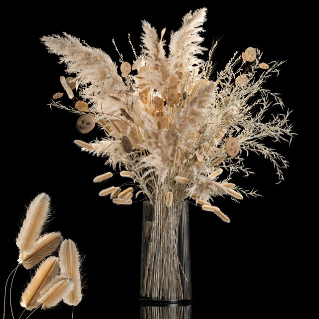 Luxury bouquet of reeds pampas grass and dried flowers 234 Modello 3D .c4d .max .obj .3ds .fbx .stl .blend