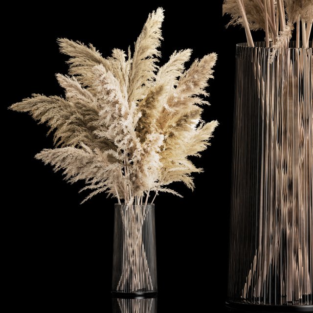 Bouquet Dried Flowers From Pampas Grass In A Vase 3D 모델 .c4d .max .obj .3ds .fbx .stl .blend 