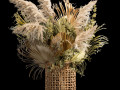 Bouquets of dried flowers with palm leaves in a basket 3D Models