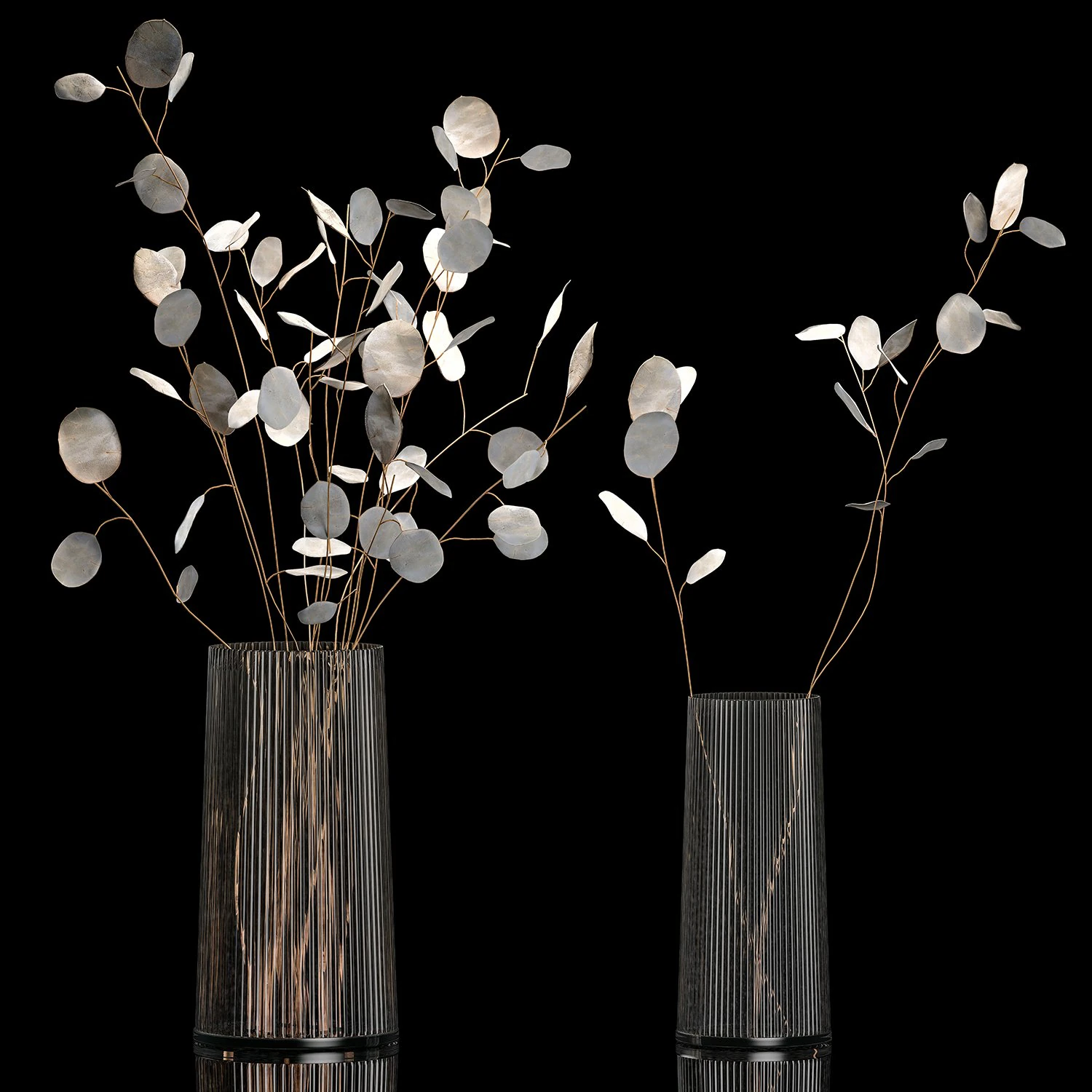 Bouquets Of Dried Flowers Lunaria In Vases 3D Model .c4d .max .obj .3ds .fbx .stl .blend