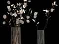 Bouquets Of Dried Flowers Lunaria In Vases 3D Models