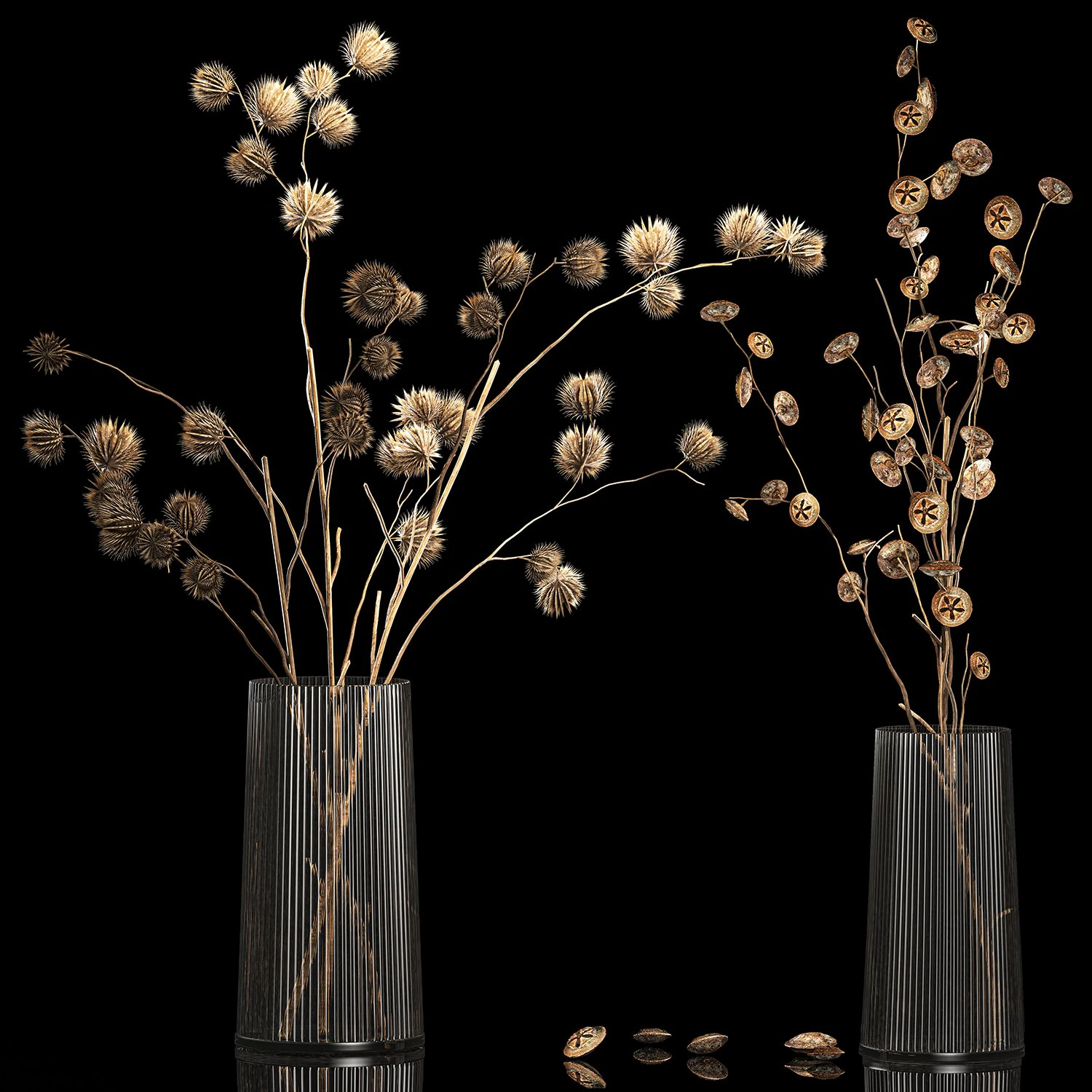 Bouquet of dried flowers from thorn and eucalyptus branches 3D Model .c4d .max .obj .3ds .fbx .stl .blend 