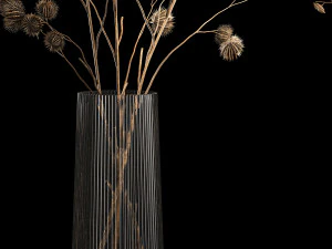 Bouquet of dried flowers from thorn and eucalyptus branches 3D Model