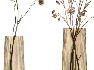 Bouquet of dried flowers from thorn and eucalyptus branches 3D Model