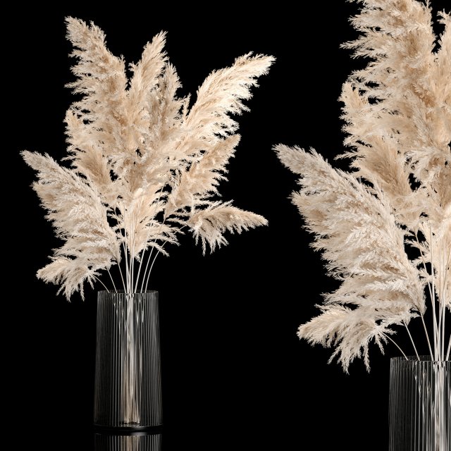 Bouquet Dried Flowers From Pampas Grass In A Vase 246 3D Модель .c4d .max .obj .3ds .fbx .stl .blend 