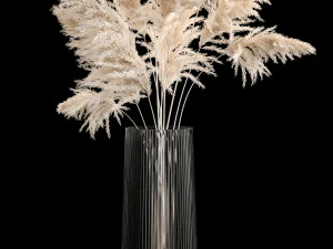 Bouquet Dried Flowers From Pampas Grass In A Vase 246 3D Model