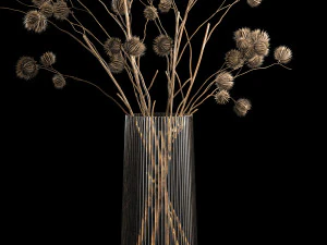 Bouquet Of Dried Flowers From Thorn And branches 3D Model