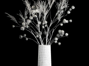 Bouquet Of Dried Flowers From Thorn And branches 3D Model