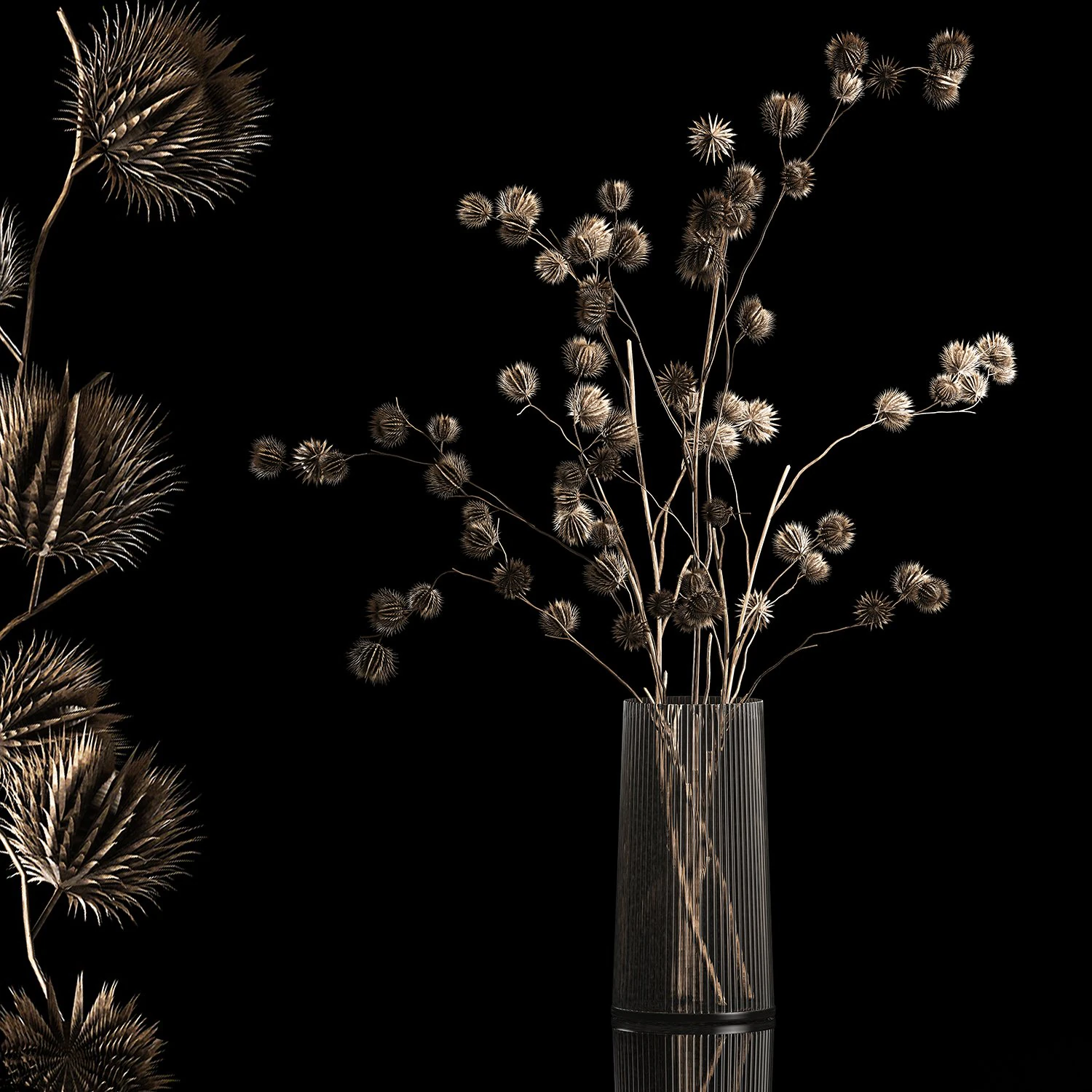 Bouquet Of Dried Flowers From Thorn And branches 3D Model .c4d .max .obj .3ds .fbx .stl .blend 