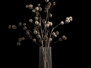 Bouquet Of Dried Flowers From Thorn And branches 3D Model