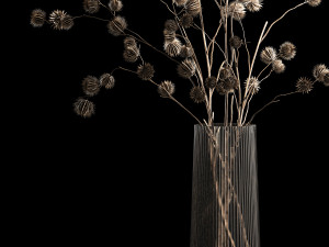 Bouquet Of Dried Flowers From Thorn And branches 3D Model