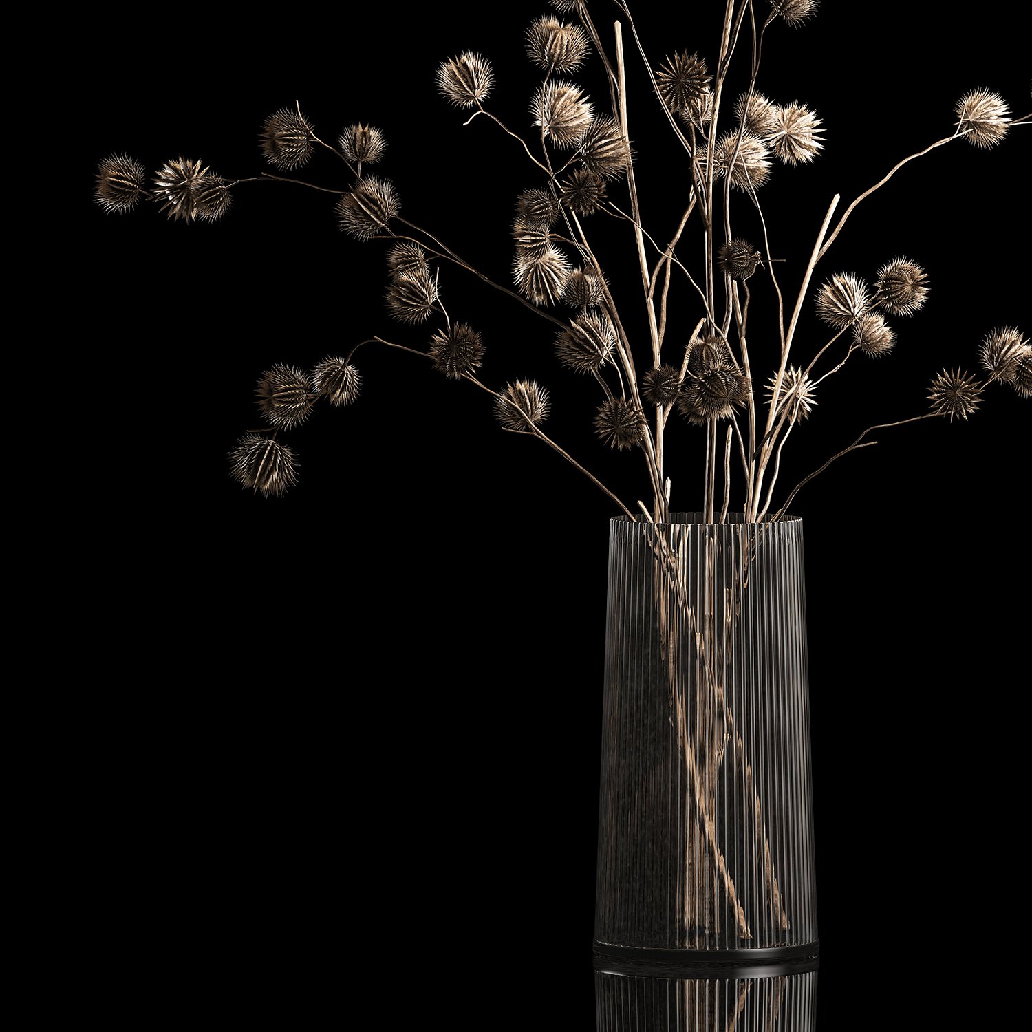 bouquet of dried white flowers in a glass vase 155 3D Model in Flowers  3DExport