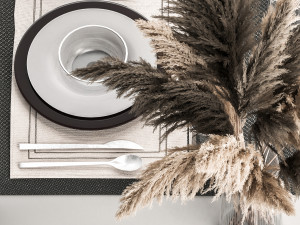 Table Setting With A Bouquet Of Pampas Grass Modelo 3D