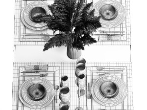 Table Setting With A Bouquet Of Pampas Grass Modelo 3D
