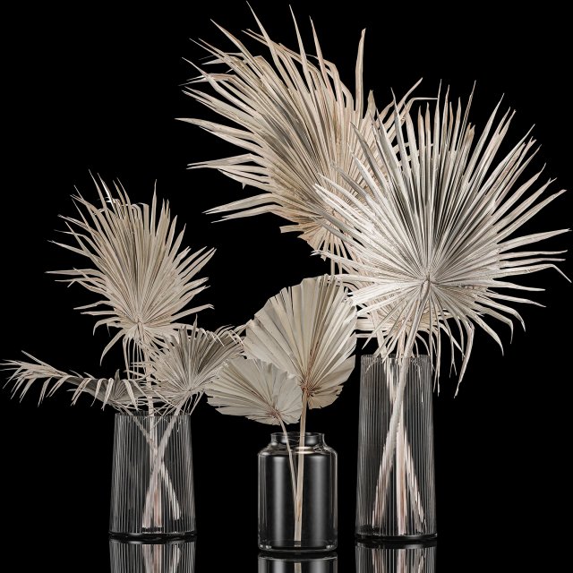 Bouquet Of Bleached Dry Palm Leaves In A Vase 3D 모델 .c4d .max .obj .3ds .fbx .stl .blend 