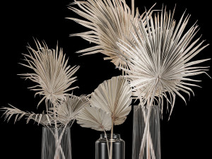 Bouquet Of Bleached Dry Palm Leaves In A Vase 3D Models