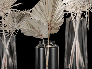Bouquet Of Bleached Dry Palm Leaves In A Vase 3D 모델