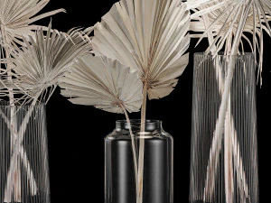 Bouquet Of Bleached Dry Palm Leaves In A Vase 3D Model