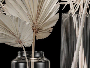 Bouquet Of Bleached Dry Palm Leaves In A Vase 3D Model