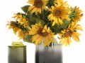 Bouquet Of Yellow Sunflowers In A Glass Vase 3D Models